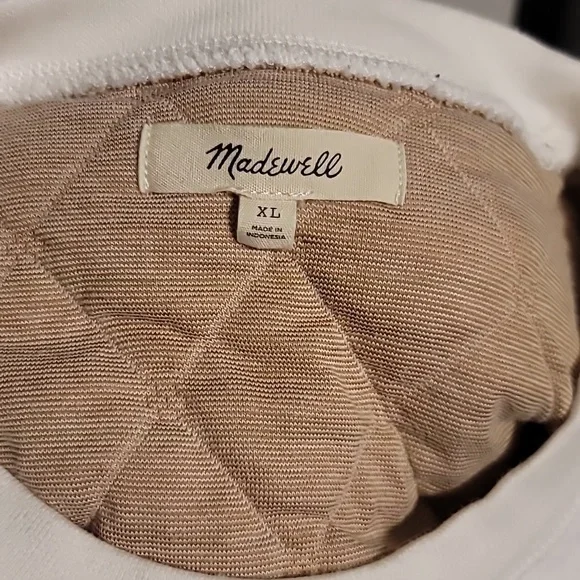 Madewell Swing Sweatshirt Womens XLarge Beige Quilted Boxy Cropped Cozy Lounge - Picture 11 of 12